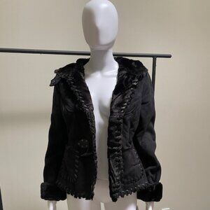 Via Spiga Black Jacket with Fur Trim New without Tags